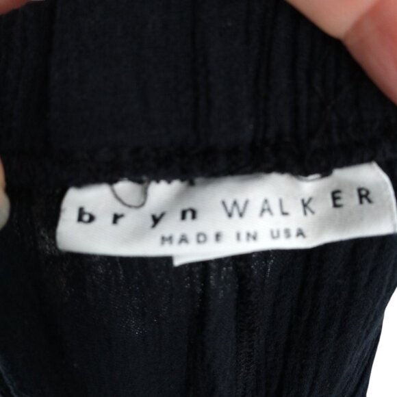 Bryn Walker Black Cotton Gauze Wide Leg Pants Size XL Lagenlook Pockets Pull On - Picture 11 of 13